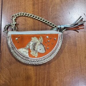 Coach Orange and Gold Key Holder with Fish Design
